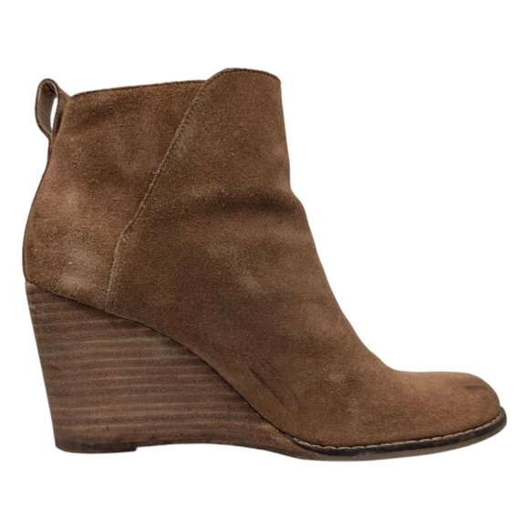 Lucky Brand Yezzah Oiled Suede Booties Womens Honey Brown Ankle Boots Sz 8.5 - Picture 2 of 14